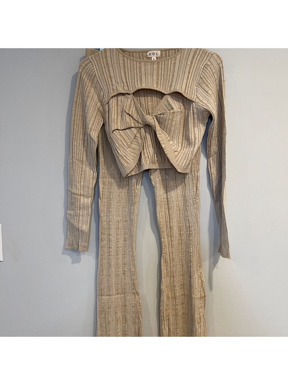POL Tan Ribbed Knit 2 piece outfit